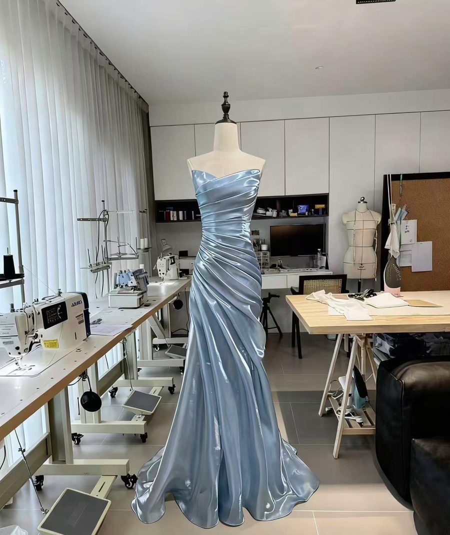 Lumièra atelier — ice blue satin gown