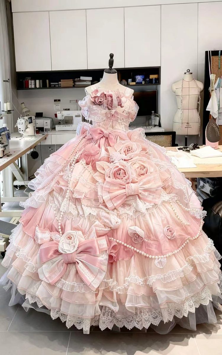 Lumièra atelier — pink lace ballgown